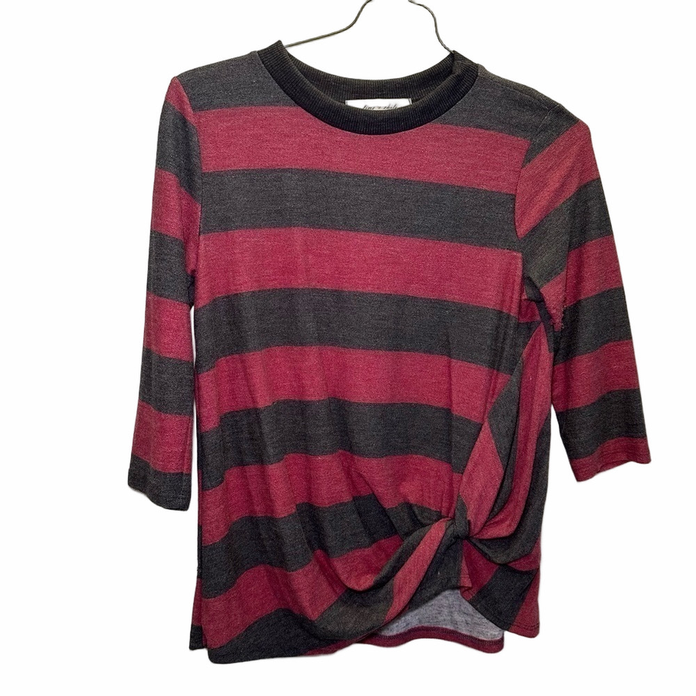 Filly Flair Maroon & Black Striped Blouse Size Small